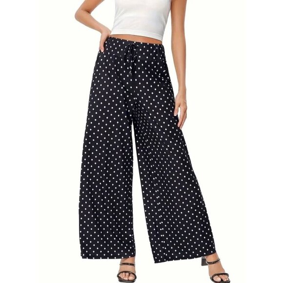 Polka-Dot Wide Leg Pants Size 12 - Picture 2 of 6